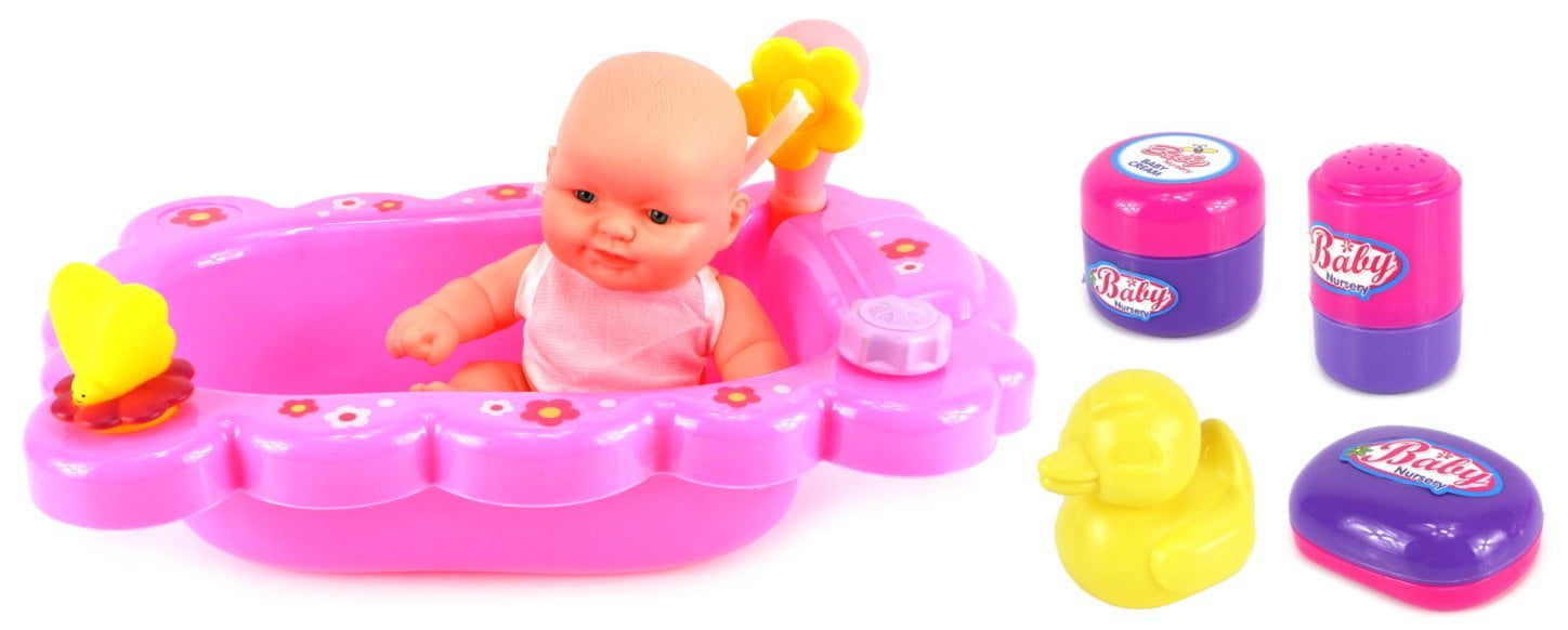 Velocity Toys Mommy & Baby Bathtub Time Toy Baby Doll Playset w/ Baby