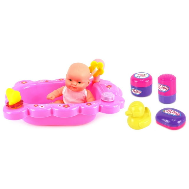 Velocity Toys Mommy & Baby Bathtub Time Toy Baby Doll Playset w/ Baby