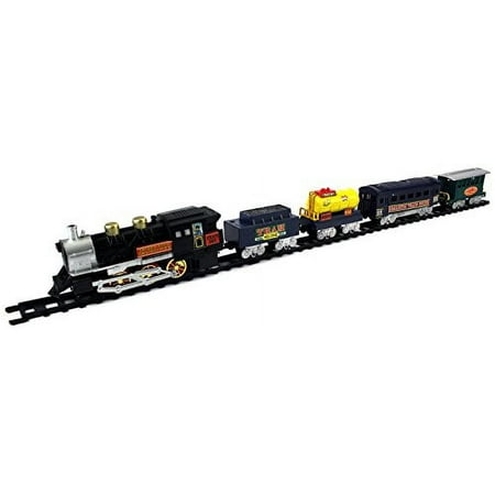 Velocity Toys Tram Express Battery Powered Toy Train Set with 5 Train Cars and Train Station