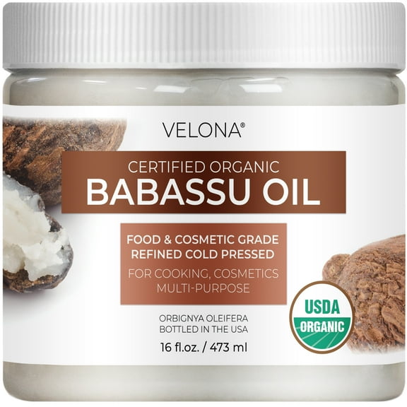 velona Babassu Oil USDA Certified Organic - 16 Fl Oz | 100% Pure and Natural Carrier Oil | Refined, Cold Pressed | Face, Hair, Body & Skin Care and Cooking | Use Today - Enjoy Results
