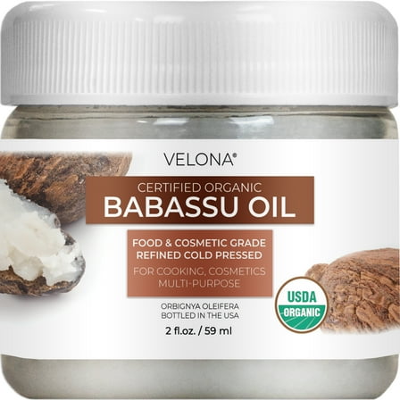 velona Babassu Oil USDA Certified Organic - 2 Fl Oz | 100% Pure and Natural Carrier Oil | Refined, Cold Pressed | Face, Hair, Body & Skin Care and Cooking | Use Today - Enjoy Results