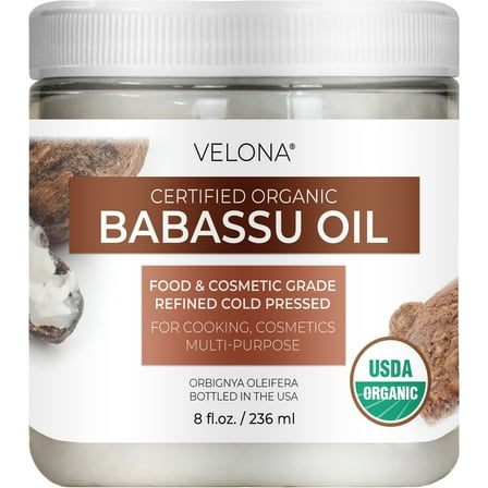 velona Babassu Oil USDA Certified Organic - 8 Fl Oz | 100% Pure and Natural Carrier Oil | Refined, Cold Pressed | Face, Hair, Body & Skin Care and Cooking | Use Today - Enjoy Results