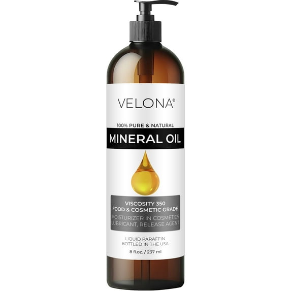 Velona Food Grade Mineral Oil 350 Viscosity NF USP Grade - 8 oz | for Cutting Boards, Countertops and Butcher Blocks, Stainless Steel, Knife, Tool, Machine, and Equipment | Made in the USA