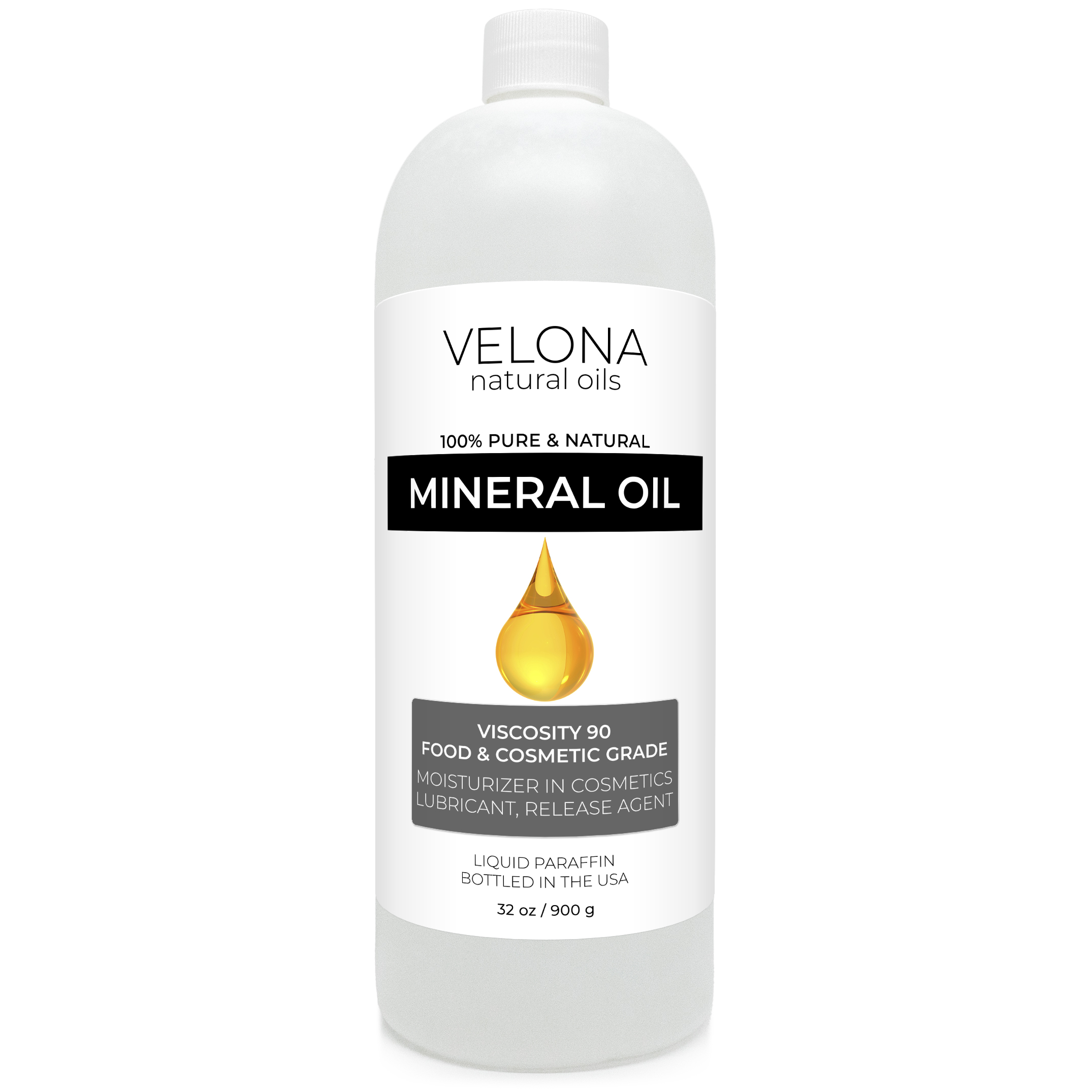 Velona Food Grade Mineral Oil 90 Viscosity NF USP Grade - 32 oz | for Cutting Boards, Countertops and Butcher Blocks, Stainless Steel, Knife, Tool, Machine, and Equipment | Made in the USA