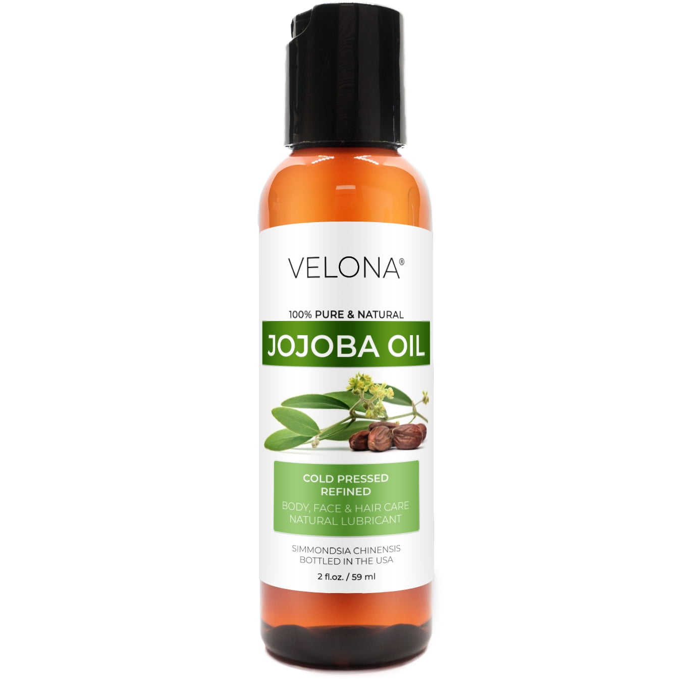 Jojoba Oil by Velona - 2 fl oz | 100% Pure and Natural Carrier Oil | Clear,  Refined, Cold Pressed | Moisturizing Face, Hair, Body and Skin Care