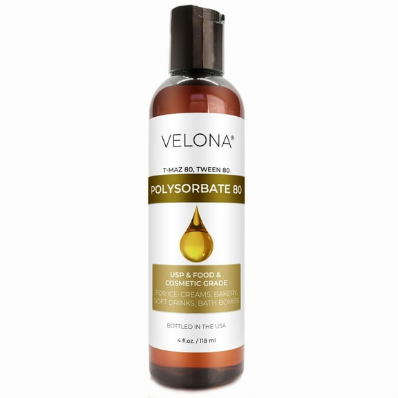 Velona Polysorbate 80 4 oz | Solubilizer, Food & Cosmetic Grade | All Natural for Cooking, Skin Care and Bath Bombs, Sprays, Foam Maker