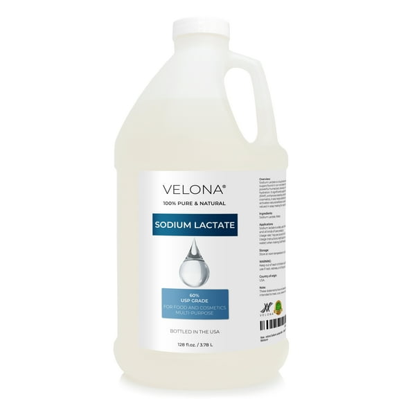 Velona Sodium Lactate 60% - 1 Gallon / 128 Fl Oz | USP Grade Natural Preservative | For Soap Making & Lotions | Harder Bar of Soap, pH Regulator, Glycerin substitute, Provides and Keep Moisture