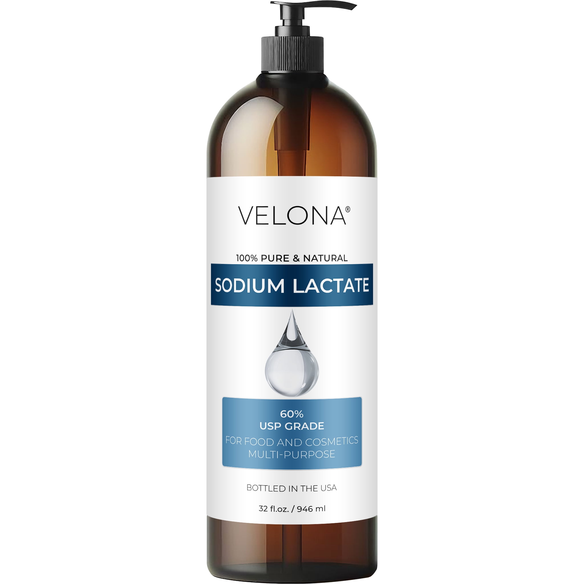 Sodium Lactate 60% - 32 Fl Oz | USP Grade Natural Preservative | For Soap Making & Lotions | Harder Bar of Soap, pH Regulator, Glycerin substitute, Provides and Keep Moisture
