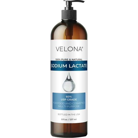 Velona Sodium Lactate 60% - 8 oz | USP Grade Natural Preservative | For Soap Making & Lotions | Harder Bar of Soap, pH Regulator, Glycerin substitute, Provides and Keep Moisture