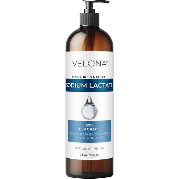 Velona Sodium Lactate 60% - 8 oz | USP Grade Natural Preservative | For Soap Making & Lotions | Harder Bar of Soap, pH Regulator, Glycerin substitute, Provides and Keep Moisture