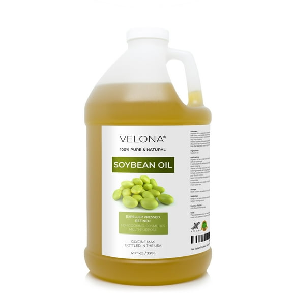 Velona Soybean Oil - 1 Gallon / 128 Fl Oz | 100% Pure and Natural Carrier Oil | Refined | Cooking, Baking, Skin, Hair, Body & Face Moisturizing | Use Today - Enjoy Results