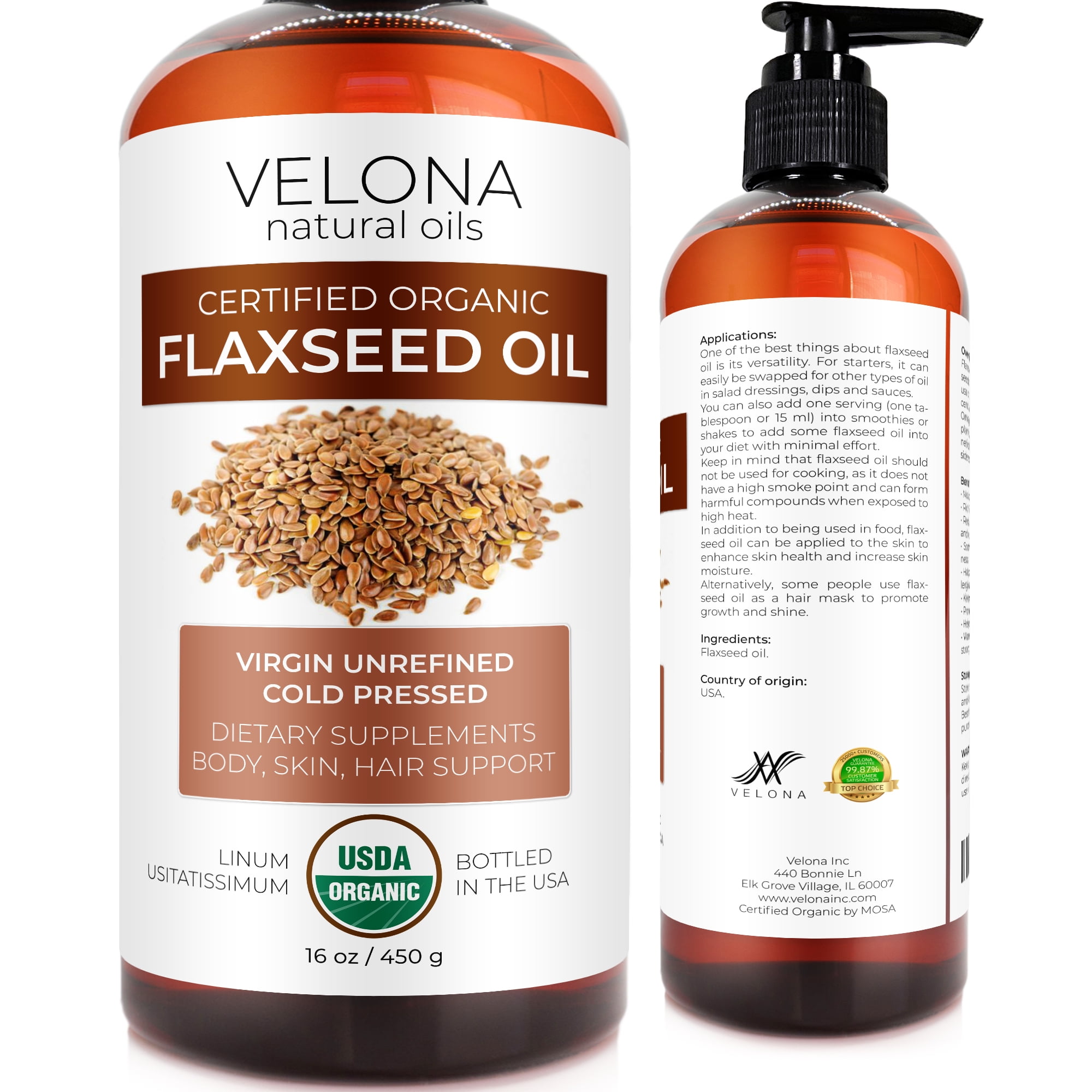 Flaxseed Oil Cold Pressed Unrefined 100% Pure Flax Seed Linseed Liquid Bulk  