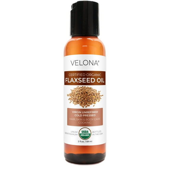 velona USDA Certified Organic Flaxseed Oil - 2 Fl Oz |100% Pure and Natural Carrier Oil | Unrefined, Cold Pressed | Body, Face & Skin Care | Use Today - Enjoy Results