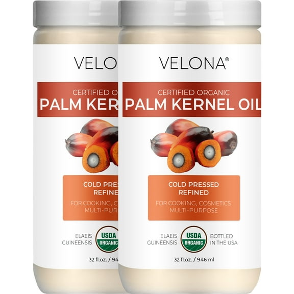 velona USDA Certified Organic Palm Kernel Oil - 64 Fl Oz | 100% Pure and Natural Carrier Oil | Refined, Cold Pressed | Face, Hair, Body & Skin Care | Use Today - Enjoy Results
