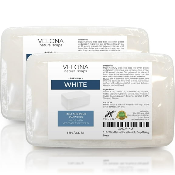 Velona White Melt and Pour Soap Base - 10 lb | SLS/SLES Free | Natural Bars for The Best Result for Soap-Making