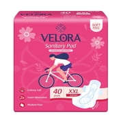 Velora Soft Feel & Rash Free Pack of 2 Trifold Sanitary Pads| XXL - 320MM | 80 Pads 40 Pads Each | Sanitary Pads for Women and Girls, Quick Absorption, Heavy Flow Champion, Skin Friendly