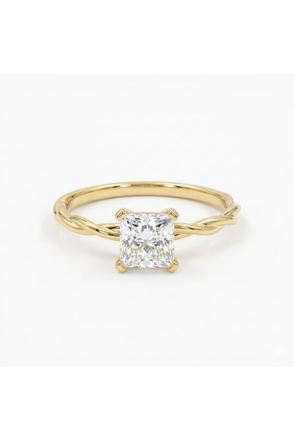 Women's 0.8ct Princess-Cut Moissanite Ring  D Color, VVS1 Clarity, 18K Gold-Plated 925 Sterling Silver Engagement Ring
