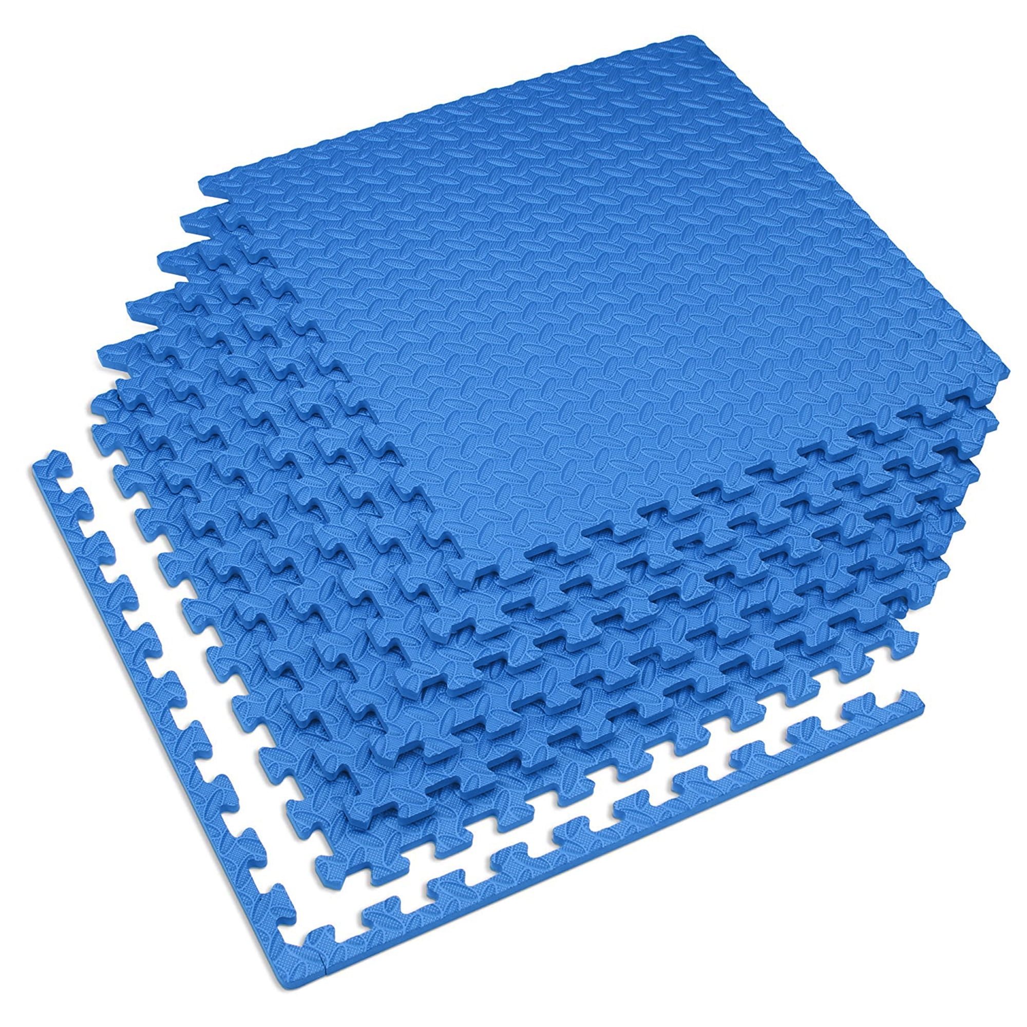 Philosophy Gym Pack of 30 Exercise Flooring Mats - 24 x 24 Inch Foam Rubber  Interlocking Puzzle Floor Tiles - Blue