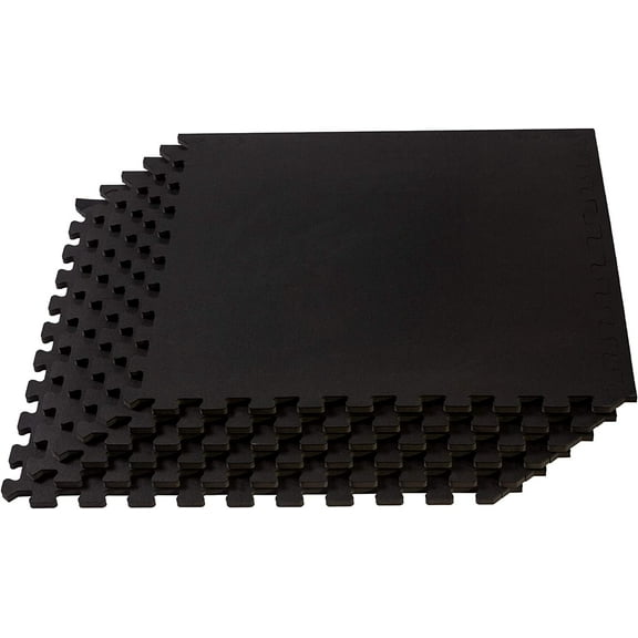 Velotas 3/8-Inch Thick Interlocking Foam Tiles with Rubber Top - Personal Fitness Mat, EVA Foam Puzzle Floor Tiles, For Home Gym Workouts, 24 in x 24 in