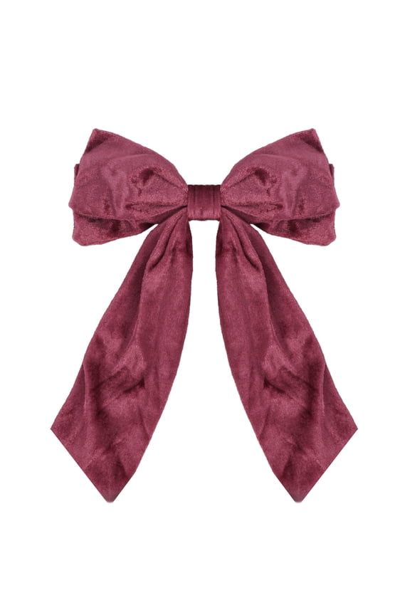 Velour Bow Clip, 6.5 Inch (Mauve)