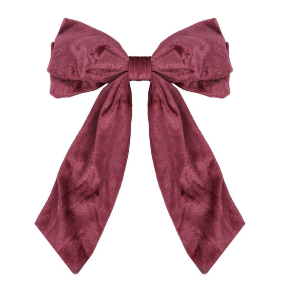 Velour Bow Clip, 6.5 Inch (Mauve)