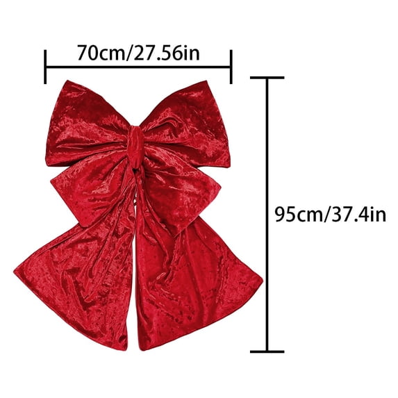 Velour Bow Knot Decor, 70X95cm Christmas Wreath Bow, Soft Crushed Velour Double Ear Bow Knot Festive Decor, for Home Front Door Decorations