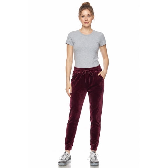 Velour Comfy Joggers Burgundy S