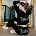 thumbnail image 1 of Velour Juicy Sewing Suit Hoodies Velvet Zipper Sweatshirt And Pants Set Sportswear 2024 Women's Spring/fall Tracksuit Crop, 1 of 4