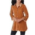 thumbnail image 1 of Velour Long Shirt for Women Stylish Long Sleeve Velvet Shirt Blazer Button Down Tunic Tops Slouchy Lapel Soft Blouse, 1 of 4