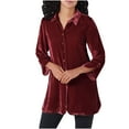 thumbnail image 1 of Velour Long Shirt for Women Stylish Long Sleeve Velvet Shirt Blazer Button Down Tunic Tops Slouchy Lapel Soft Blouse, 1 of 3