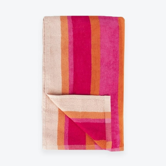 Velour Striped Beach Towel - 100% Cotton