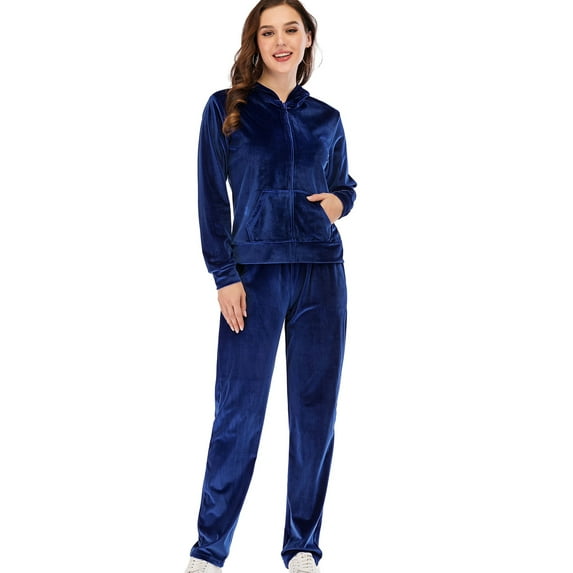 Velour Tracksuit Set for Women Zipper Hoodie Sweatshirt Zip Up Velour Tracksuits and Pants Tracksuit Yoga Running Sport Sweatsuit Jogger Pants Sets