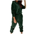 thumbnail image 1 of Velour Tracksuit Women Full Set 2 Piece Outfit Sets Plain Long Sleeve Hoodie and Jogging Bottoms Casual Loose Sweatshirt Co Ord Set Sweat Suit Aesthetic Yoga Gym Tracksuits Ladies, 1 of 6