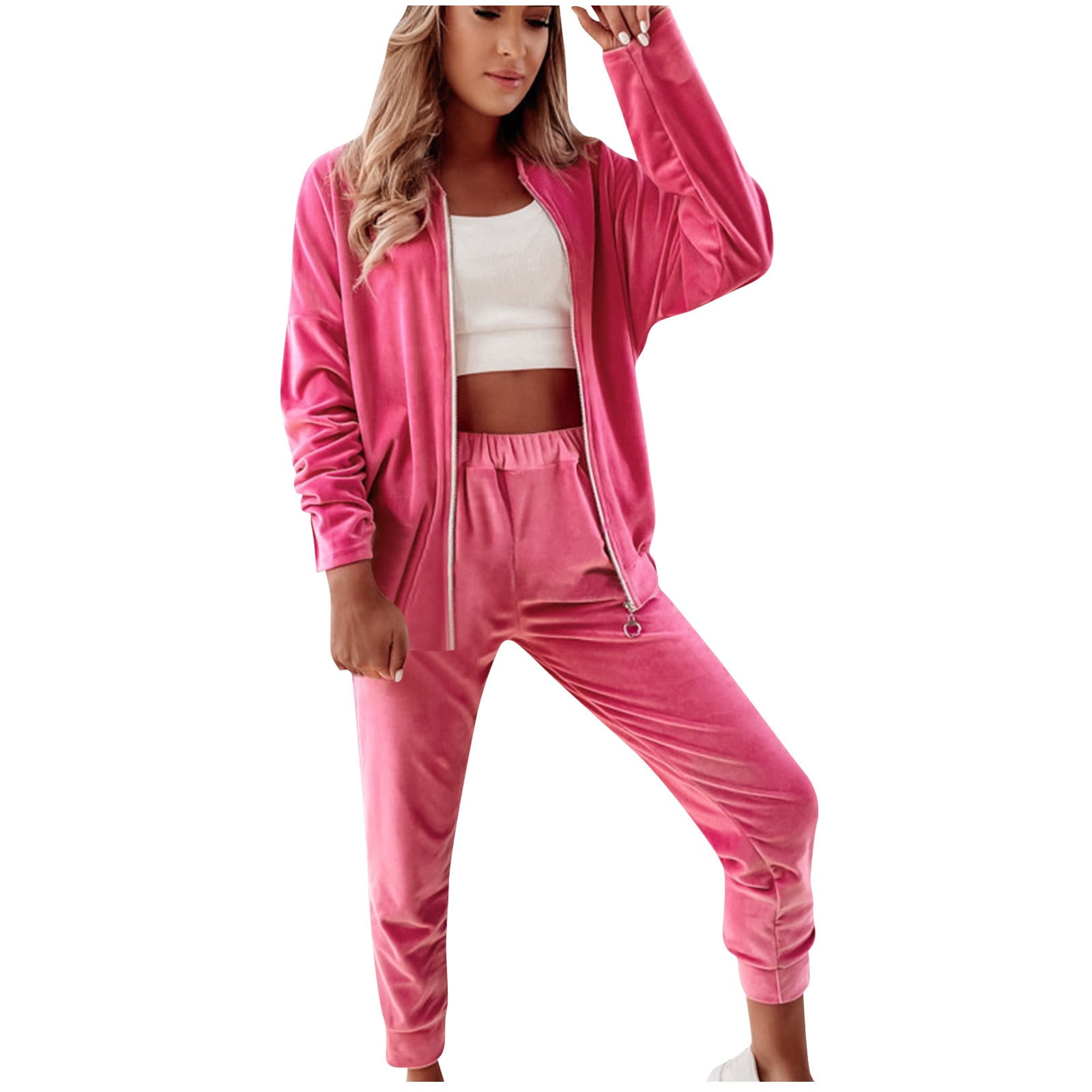  Beyove Women's Jogging Suits Velvet Two Piece Velour and Pants  Activewear Suit Set with Adjustable Drawstring Pink L : Clothing, Shoes &  Jewelry