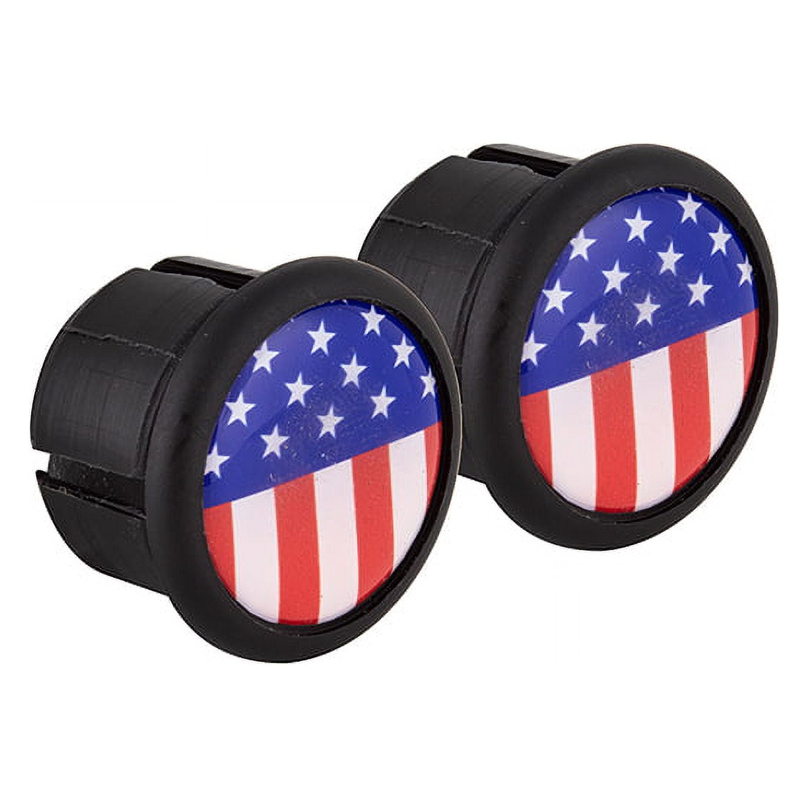 Velox Handlebar Plugs PushIn USA Flag With A 3D Domed Bezel End