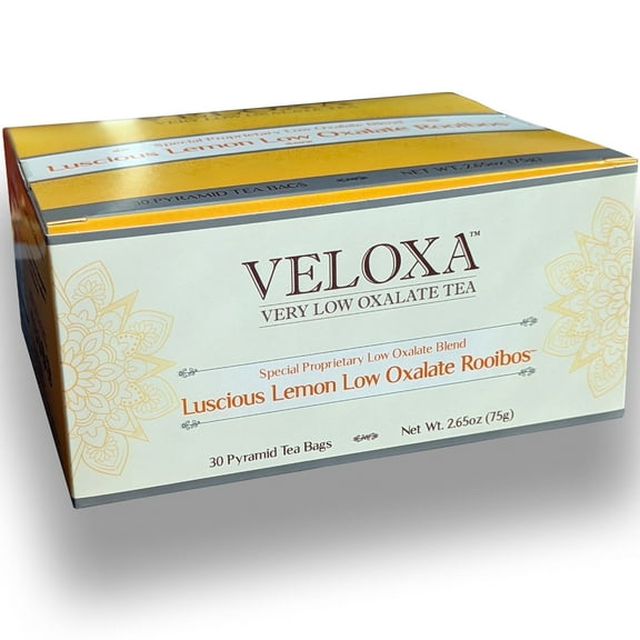 Veloxa Luscious Lemon Low Oxalate Rooibos Tea, 30 Tea Bags
