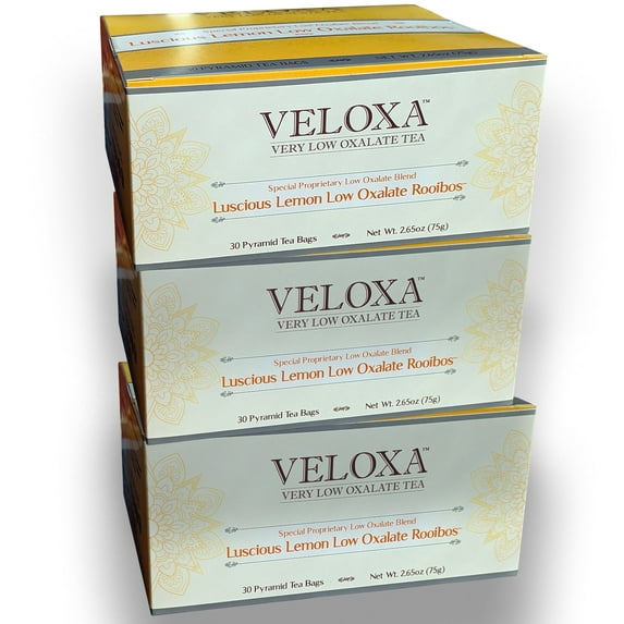Veloxa Luscious Lemon Low Oxalate Rooibos Tea, 90 Tea Bags