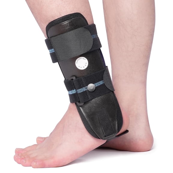 Velpeau Ankle Brace - Stirrup Ankle Splint - Adjustable Rigid Stabilizer for Sprains, Tendonitis, Post-Op Cast Support and Injury Protection for Women and Men (Foam Pads, Large - Right Foot)