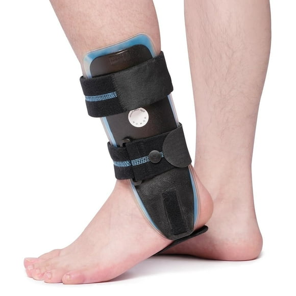 Velpeau Ankle Brace - Stirrup Ankle Splint - Adjustable Rigid Stabilizer for Sprains, Tendonitis, Post-Op Cast Support and Injury Protection for Women and Men (Gel Pads, Small - Left Foot)