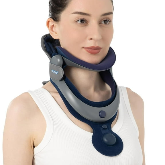 Velpeau Neck Brace for Neck Pain and Support, Soft Cotton Pads, Cervical Collar Restricting Cervical Motion, Relieves Discomfort and Spine Pressure (Neck circumference 11.5-16.5" Air Pads Version)