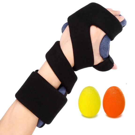Velpeau Stroke Resting Hand Splint - Night Immobilizer Wrist Brace with Finger Support - Thumb Stabilizer Wrap - For Muscle Atrophy Rehabilitation, Arthritis, Tendonitis, Carpal Tunnel Pain (Left-M)