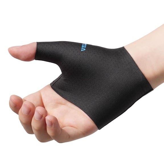 Velpeau Thumb Wrist Arthritis Gloves (2Pcs), Elastic Compression Sleeves Fingerless Glove with Gel Pad for Arthritis,Tendonitis,Carpal Tunnel,Rheumatoid,Typing,Medium