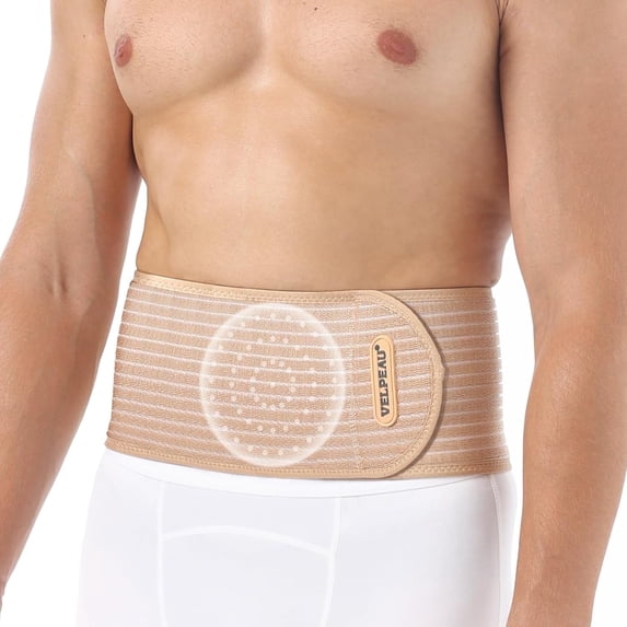 Velpeau Umbilical Hernia Belt /5.5" with Ventilation Holes Compression Pad for Men & Women -Abdominal Binder Post Surgery Recovery Support (Medium)