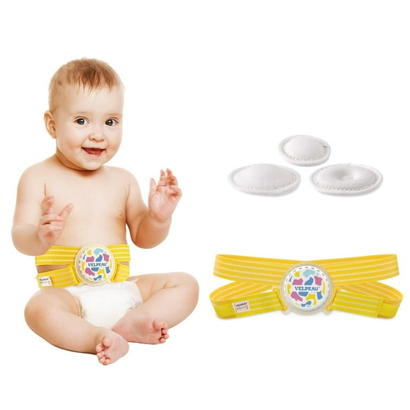 Velpeau Umbilical Hernia Belt Baby Newborn -Anti Displacement Slip -with 3 Compress Pads -Belly Button Band Navel Truss Abdominal Binder, One Size<18"