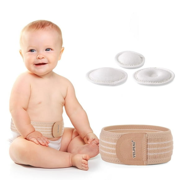 Velpeau Umbilical Hernia Belt Baby Newborn -with 3 Different Shaped Compression Pads, Belly Button Navel Band Wrap Truss Abdominal Binder Support for Infant, Children, One Size 15-20"