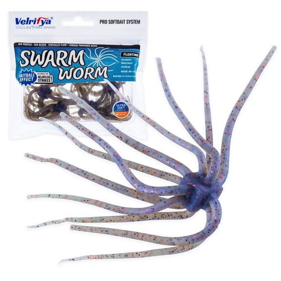 Velrifya 4.7Inch Urchin Baits for Bass Fishing, Swarm Worm Soft Plastic Dice Lures, 4PCS