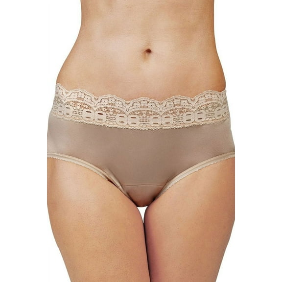 Shadowline Women's Lace Trimmed Hipster Panty 3 Pack - 11099 (Nude, 8)