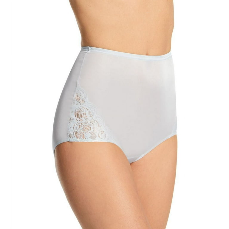 Women's Underwear Lace Trim Nylon Briefs Full Cut Carole Panties, 3-Pack 