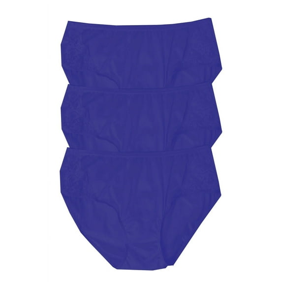 Velrose Lingerie Shadowline Nylon Hipster Panty with Lace, 3-Pack 11182/11182X-3PK