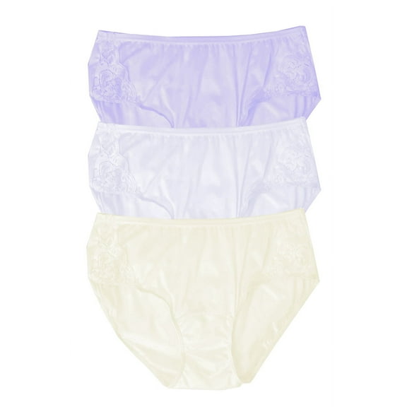 Shadowline Lingerie by Velrose Nylon Hipster Panty with Lace, 3-Pack 11182/11182X-3PK